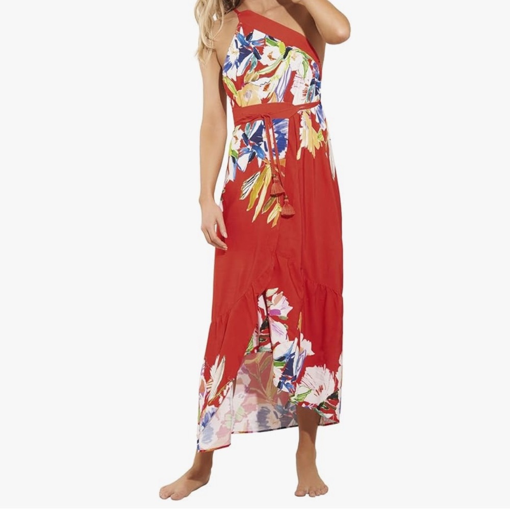 Maaji Red Floral One Shoulder Dress